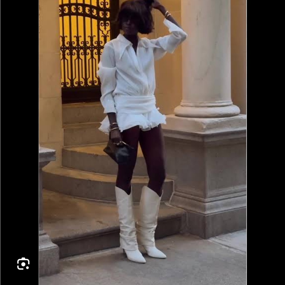 Marc Fisher Cream White Nairine Stiletto Heel Boots Tall Boots Size 8